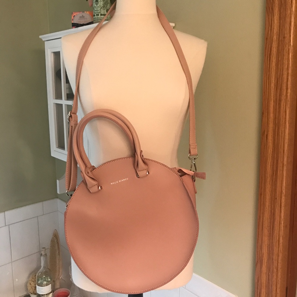 Blush vegan leather round bag